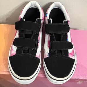 Vans Kids Black and Pink Velcro Sneakers